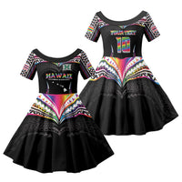 Custom Hawaii Rainbow Warriors Family Matching Summer Maxi Dress and Hawaiian Shirt Polynesian Motif Special Edition Rainbow Gradient
