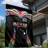 Hawaii Rainbow Warriors Garden Flag Polynesian Motif Special Edition Rainbow Gradient