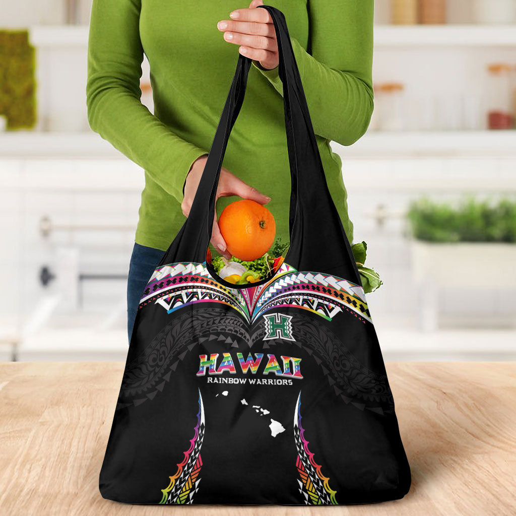 Hawaii Rainbow Warriors Grocery Bag Polynesian Motif Special Edition Rainbow Gradient