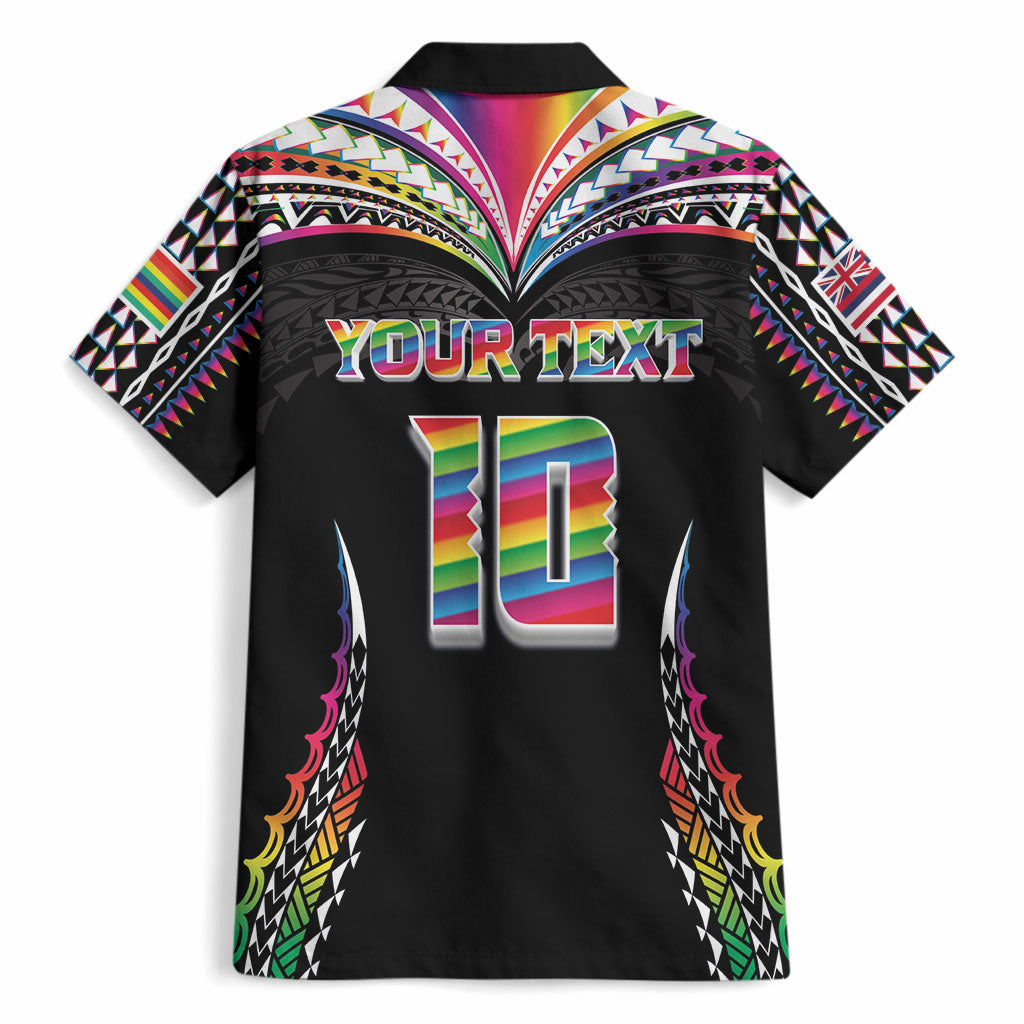 Custom Hawaii Rainbow Warriors Hawaiian Shirt Polynesian Motif Special Edition Rainbow Gradient