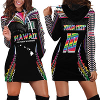 Custom Hawaii Rainbow Warriors Hoodie Dress Polynesian Motif Special Edition Rainbow Gradient