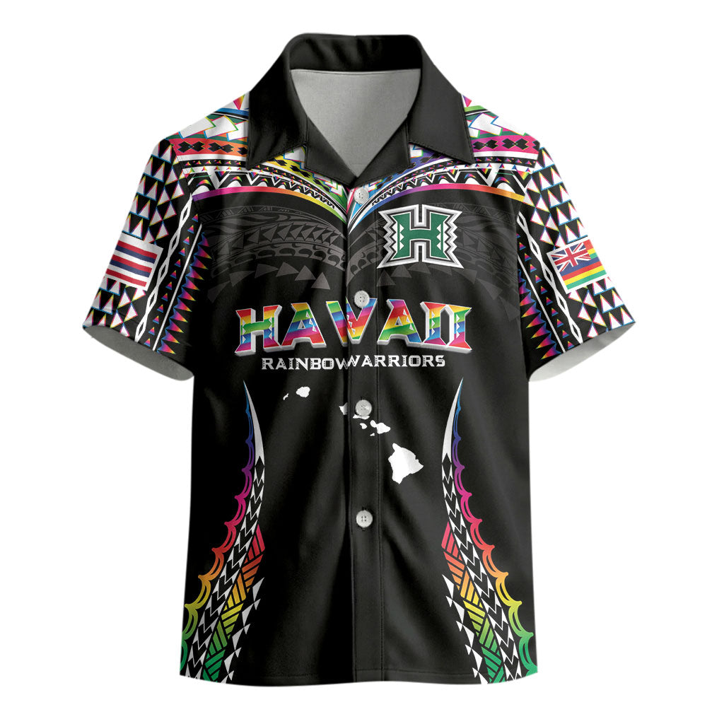 Custom Hawaii Rainbow Warriors Kid Hawaiian Shirt Polynesian Motif Special Edition Rainbow Gradient