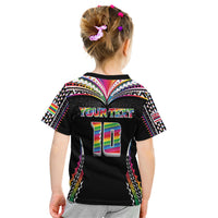 Custom Hawaii Rainbow Warriors Kid T Shirt Polynesian Motif Special Edition Rainbow Gradient