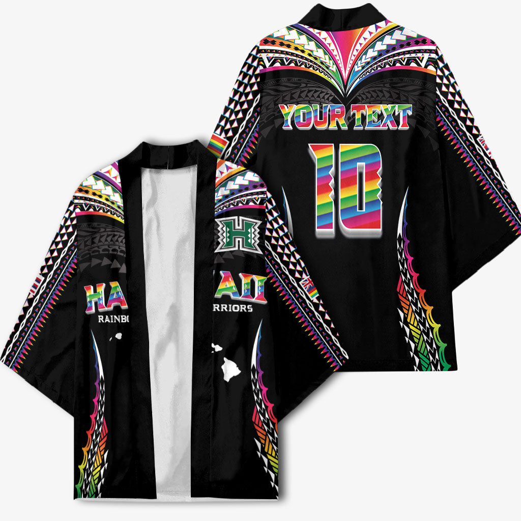 Custom Hawaii Rainbow Warriors Kimono Polynesian Motif Special Edition Rainbow Gradient