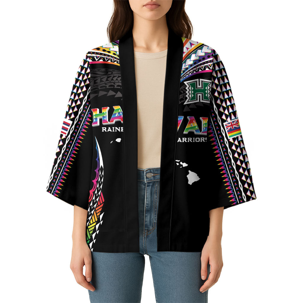 Custom Hawaii Rainbow Warriors Kimono Polynesian Motif Special Edition Rainbow Gradient