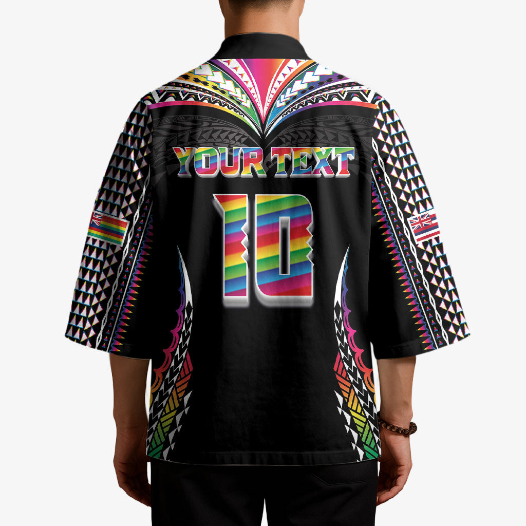 Custom Hawaii Rainbow Warriors Kimono Polynesian Motif Special Edition Rainbow Gradient