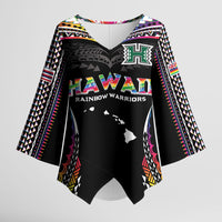 Custom Hawaii Rainbow Warriors Kimono Sleeve Blouse Polynesian Motif Special Edition Rainbow Gradient
