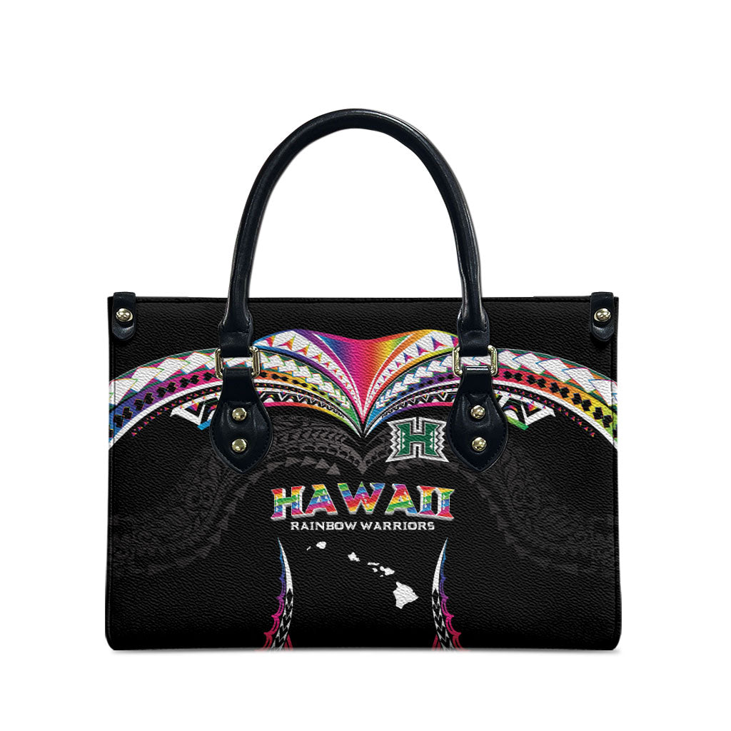 Hawaii Rainbow Warriors Leather Bag Polynesian Motif Special Edition Rainbow Gradient