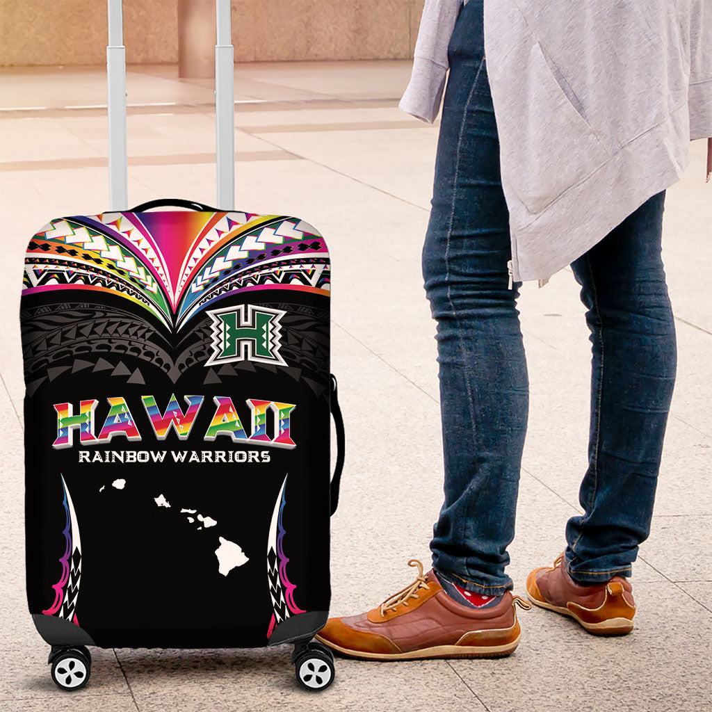 Hawaii Rainbow Warriors Luggage Cover Polynesian Motif Special Edition Rainbow Gradient
