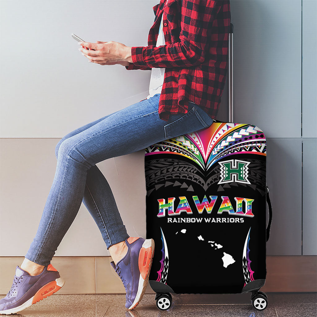 Hawaii Rainbow Warriors Luggage Cover Polynesian Motif Special Edition Rainbow Gradient