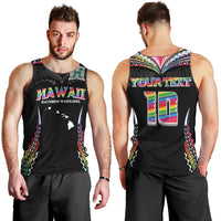 Custom Hawaii Rainbow Warriors Men Tank Top Polynesian Motif Special Edition Rainbow Gradient