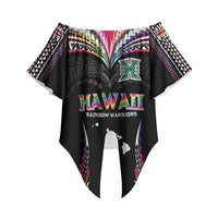 Custom Hawaii Rainbow Warriors Off Shoulder Wrap Waist Top Polynesian Motif Special Edition Rainbow Gradient