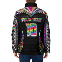 Custom Hawaii Rainbow Warriors Padded Jacket Polynesian Motif Special Edition Rainbow Gradient