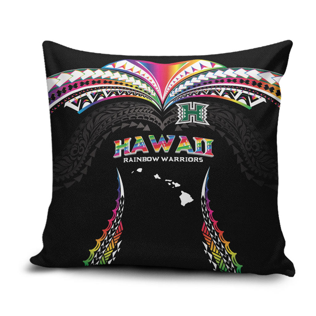 Hawaii Rainbow Warriors Pillow Cover Polynesian Motif Special Edition Rainbow Gradient