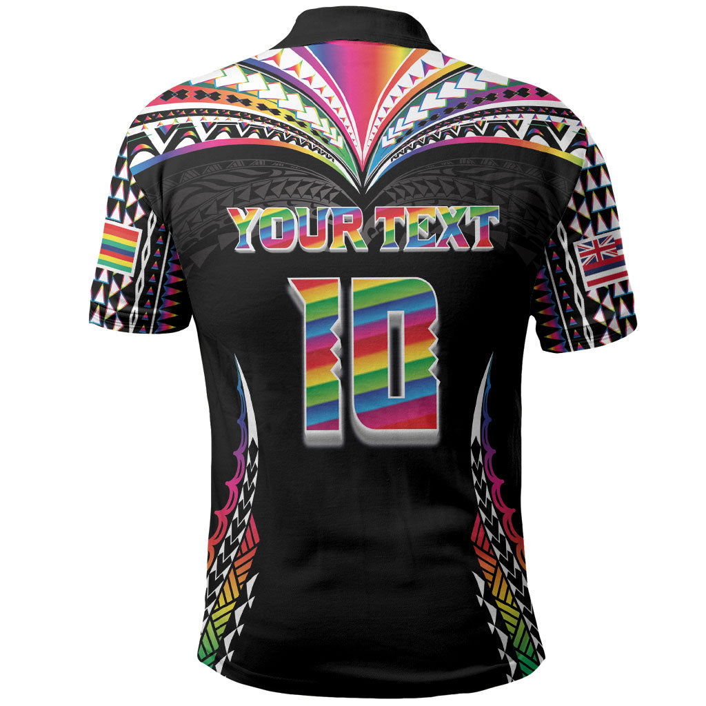 Custom Hawaii Rainbow Warriors Polo Shirt Polynesian Motif Special Edition Rainbow Gradient