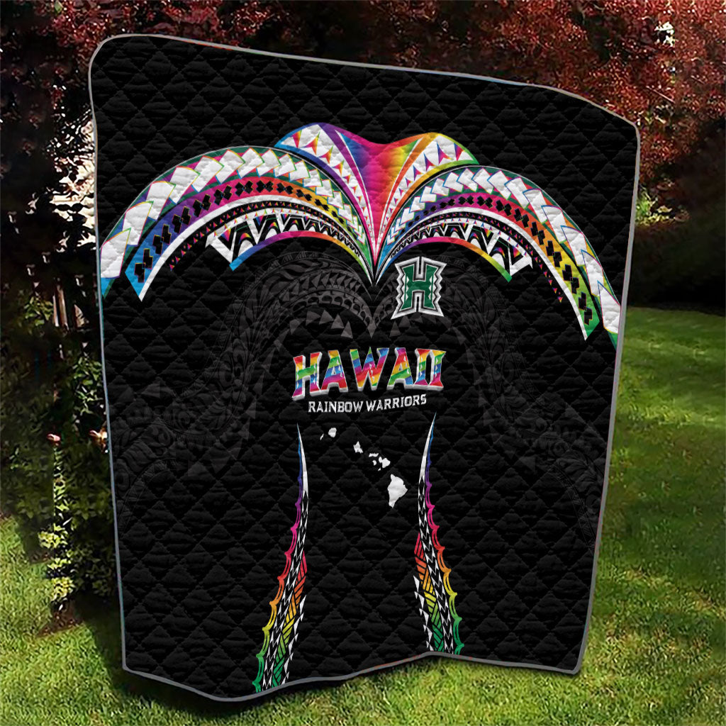 Hawaii Rainbow Warriors Quilt Polynesian Motif Special Edition Rainbow Gradient