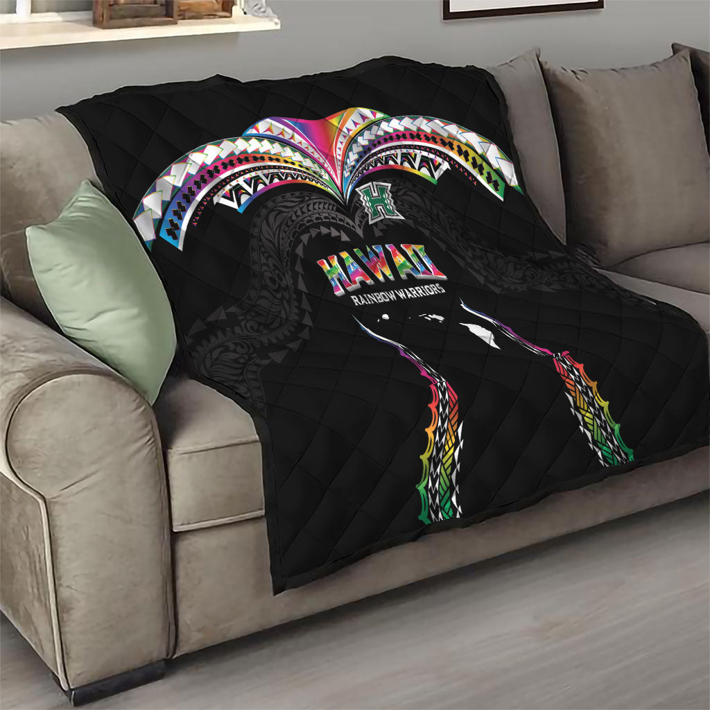 Hawaii Rainbow Warriors Quilt Polynesian Motif Special Edition Rainbow Gradient