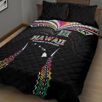 Hawaii Rainbow Warriors Quilt Bed Set Polynesian Motif Special Edition Rainbow Gradient