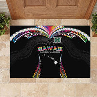 Hawaii Rainbow Warriors Rubber Doormat Polynesian Motif Special Edition Rainbow Gradient