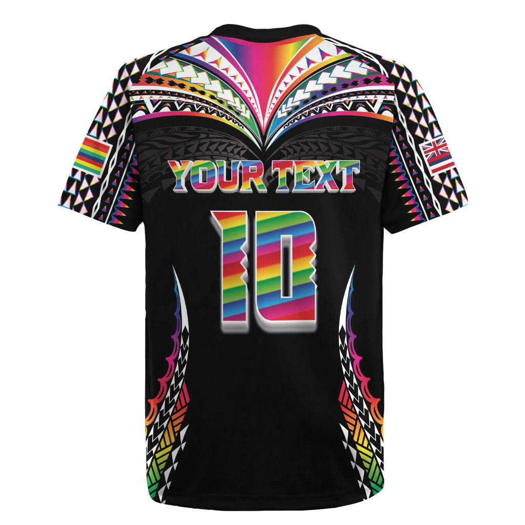 Custom Hawaii Rainbow Warriors Rugby Jersey Polynesian Motif Special Edition Rainbow Gradient