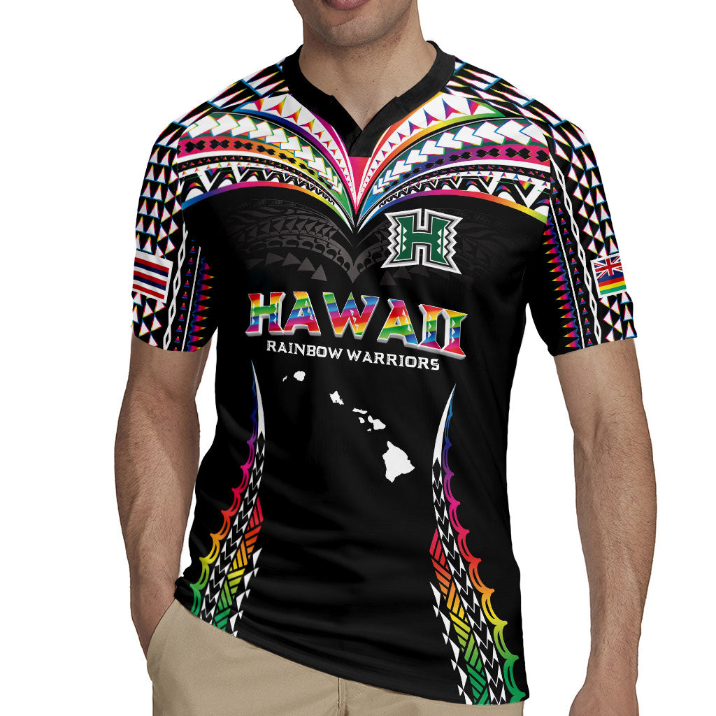 Custom Hawaii Rainbow Warriors Rugby Jersey Polynesian Motif Special Edition Rainbow Gradient