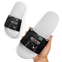 Hawaii Rainbow Warriors Slide Sandals Polynesian Motif Special Edition Rainbow Gradient