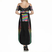 Custom Hawaii Rainbow Warriors Summer Maxi Dress Polynesian Motif Special Edition Rainbow Gradient