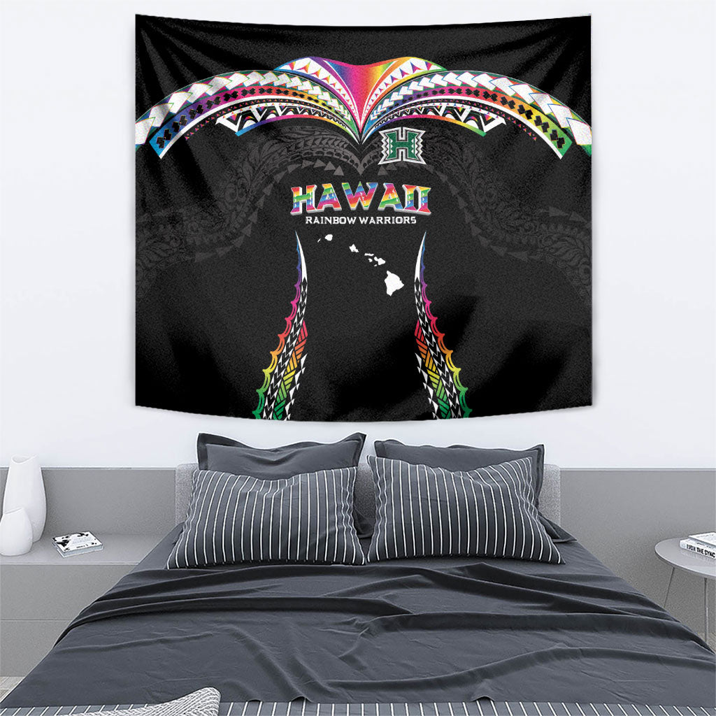 Hawaii Rainbow Warriors Tapestry Polynesian Motif Special Edition Rainbow Gradient