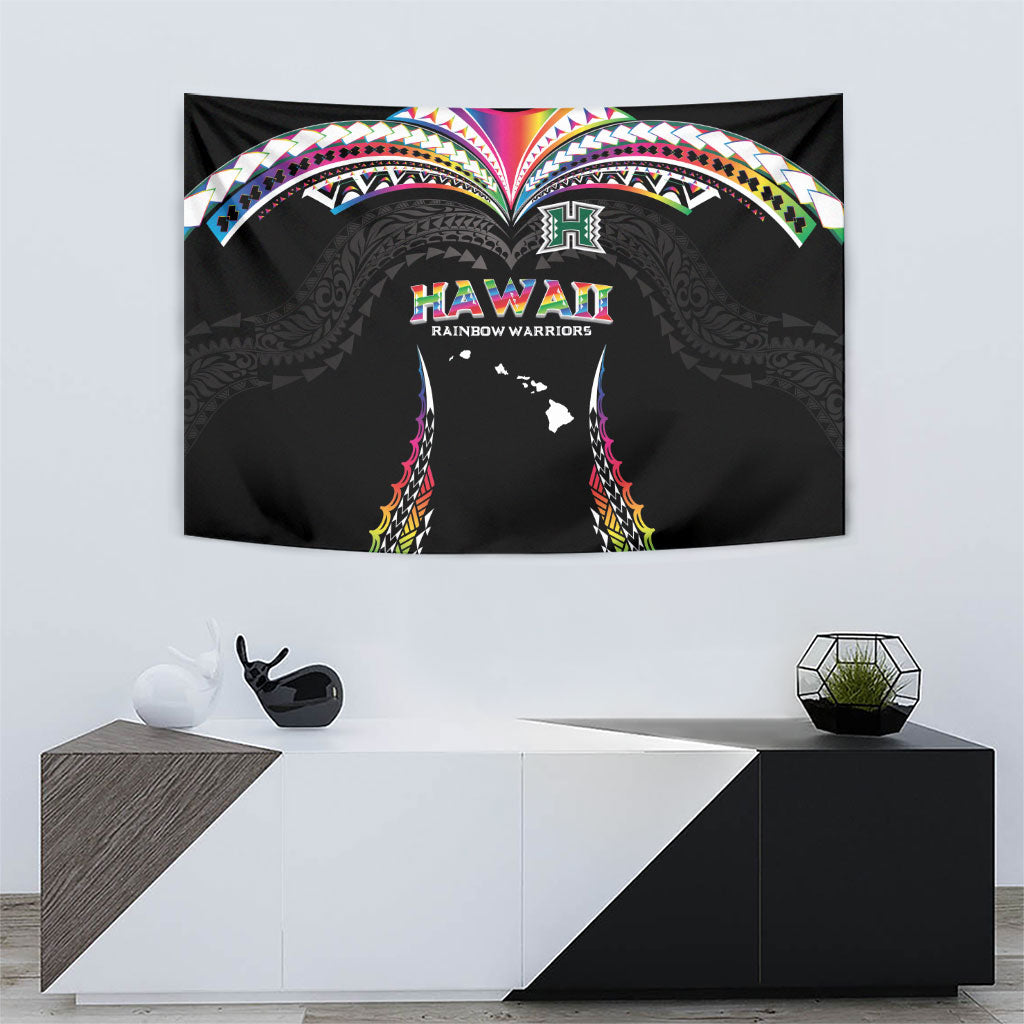 Hawaii Rainbow Warriors Tapestry Polynesian Motif Special Edition Rainbow Gradient