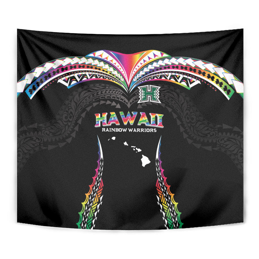 Hawaii Rainbow Warriors Tapestry Polynesian Motif Special Edition Rainbow Gradient