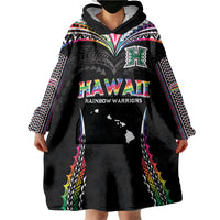 Custom Hawaii Rainbow Warriors Wearable Blanket Hoodie Polynesian Motif Special Edition Rainbow Gradient