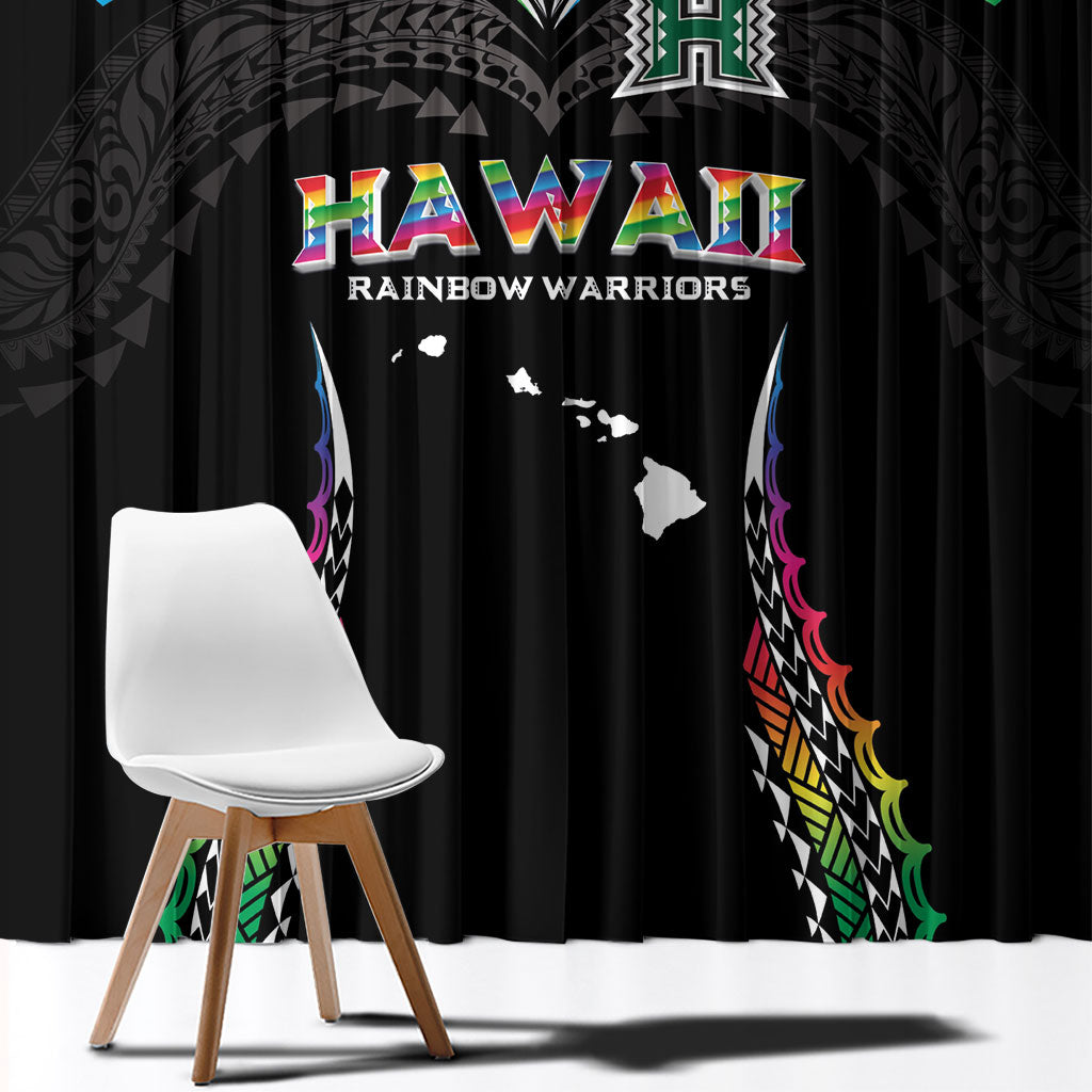 Hawaii Rainbow Warriors Window Curtain Polynesian Motif Special Edition Rainbow Gradient