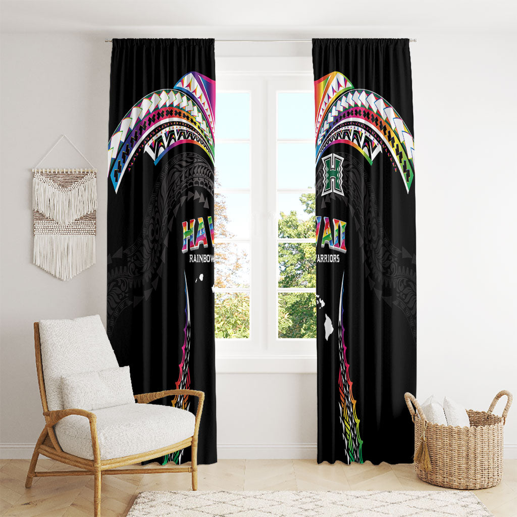 Hawaii Rainbow Warriors Window Curtain Polynesian Motif Special Edition Rainbow Gradient