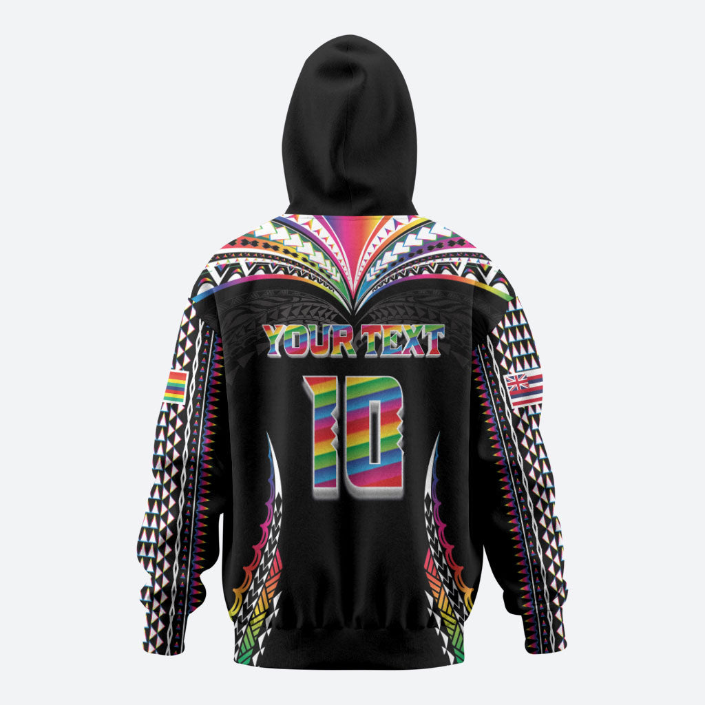 Custom Hawaii Rainbow Warriors Zip Hoodie Polynesian Motif Special Edition Rainbow Gradient