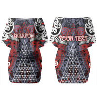Personalised Aotearoa Iwi Ngapuhi Couples Matching Off Shoulder Short Dress and Hawaiian Shirt Maori Motif Tribal