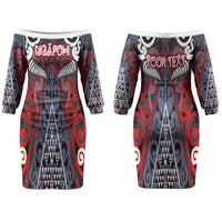 Personalised Aotearoa Iwi Ngapuhi Couples Matching Off The Shoulder Long Sleeve Dress and Long Sleeve Button Shirt Maori Motif Tribal