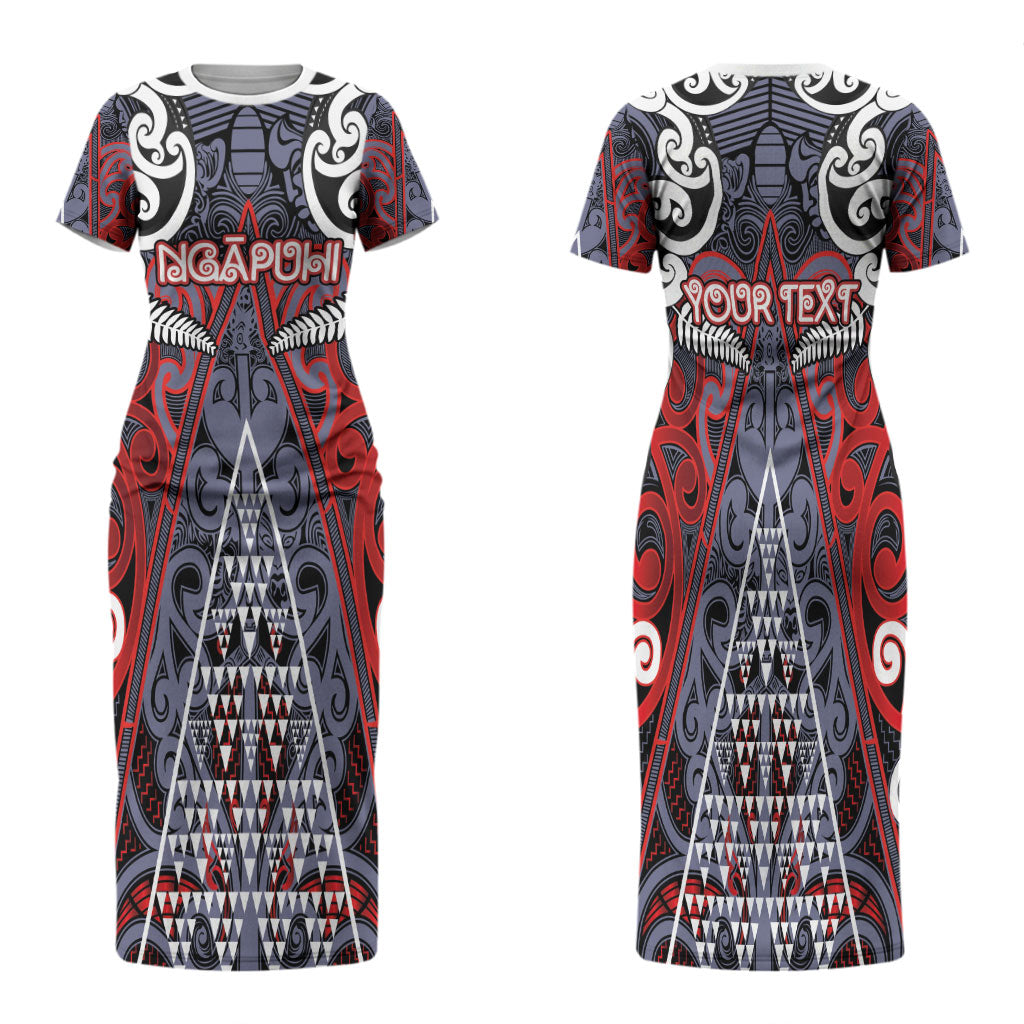 Personalised Aotearoa Iwi Ngapuhi Family Matching Short Sleeve Bodycon Dress and Hawaiian Shirt Maori Motif Tribal