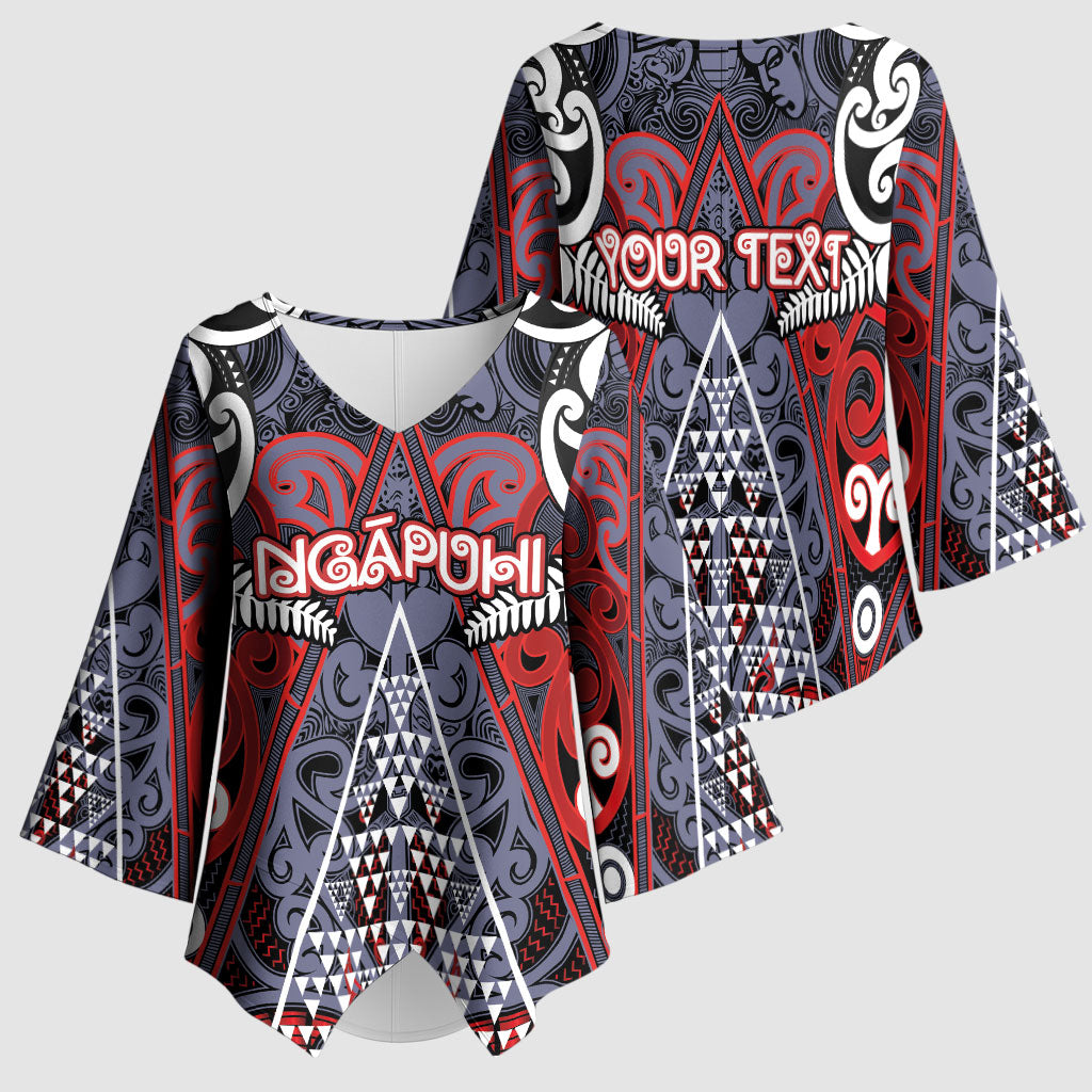 Personalised Aotearoa Iwi Ngapuhi Kimono Sleeve Blouse Maori Motif Tribal