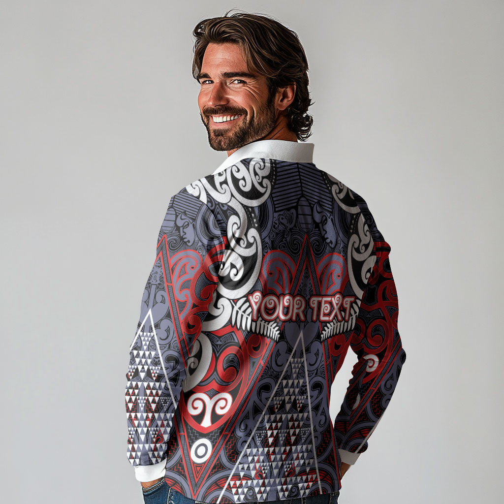 Personalised Aotearoa Iwi Ngapuhi Long Sleeve Polo Shirt Maori Motif Tribal