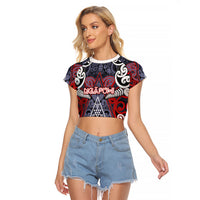 Personalised Aotearoa Iwi Ngapuhi Raglan Cropped T Shirt Maori Motif Tribal