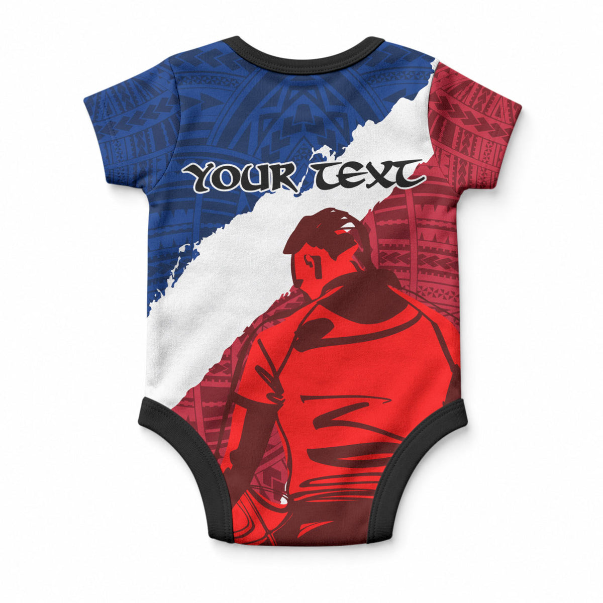 Personalised Samoa Rugby Baby Onesie Siva Tau Dance Polynesian Tattoo Brush Style LT03 - Polynesian Pride