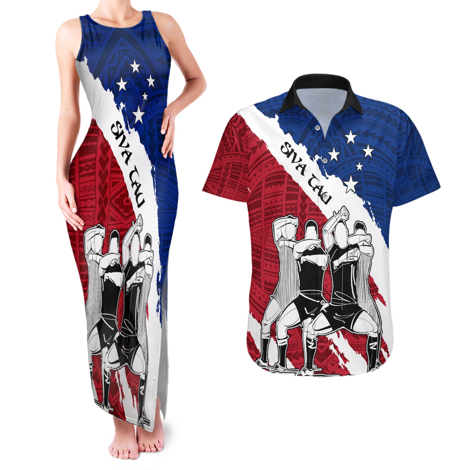 custom-samoa-rugby-couples-matching-tank-maxi-dress-and-hawaiian-shirt-siva-tau-dance-polynesian-tattoo-brush-style