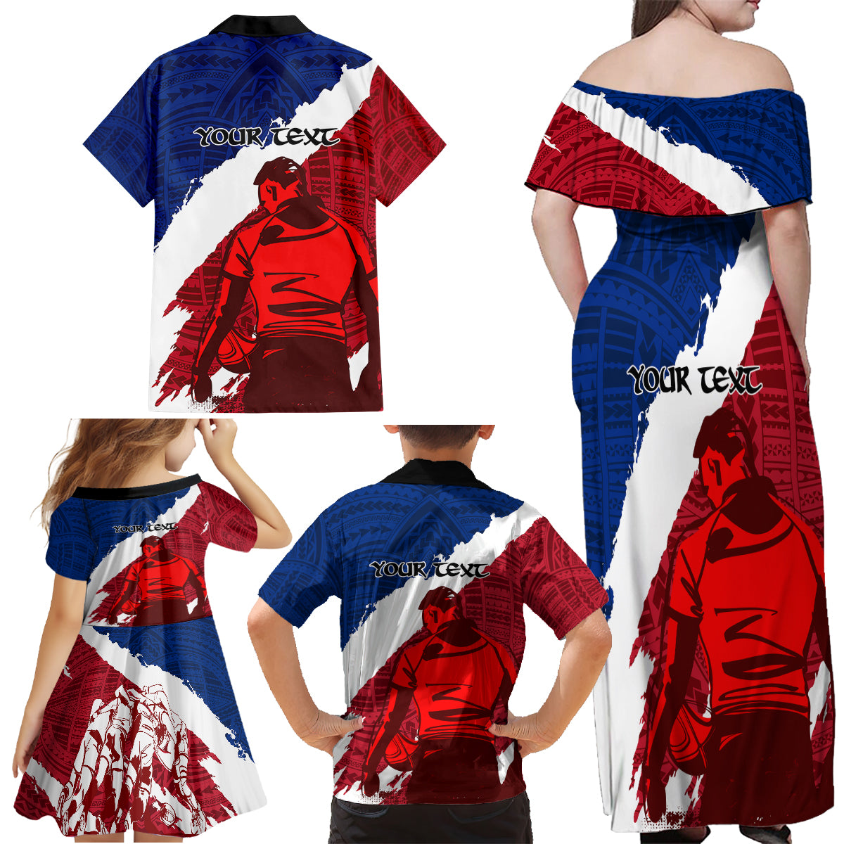 custom-samoa-rugby-family-matching-off-shoulder-maxi-dress-and-hawaiian-shirt-siva-tau-dance-polynesian-tattoo-brush-style