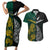 South Africa and New Zealand Couples Matching Short Sleeve Bodycon Dress and Hawaiian Shirt King Protea and Silver Fern Mix Culture Pattern LT03 Black - Polynesian Pride