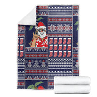 Hawaii Mele Kalikimaka Blanket Aloha and Christmas Elements Patchwork Blue Style LT03 - Polynesian Pride