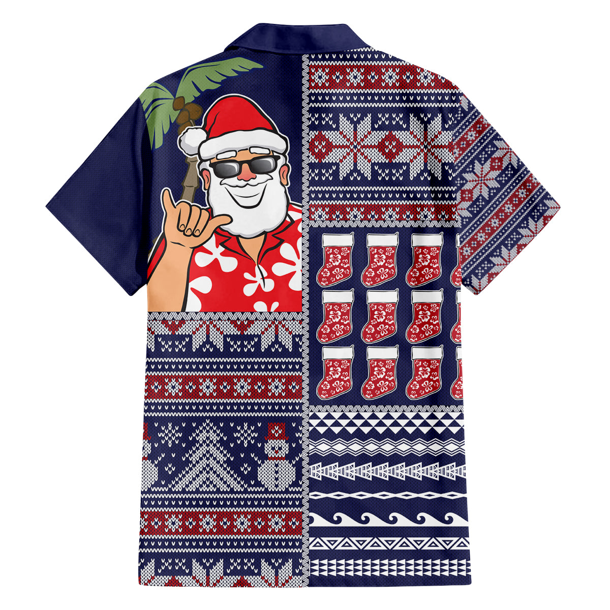 Hawaii Mele Kalikimaka Family Matching Tank Maxi Dress and Hawaiian Shirt Aloha and Christmas Elements Patchwork Blue Style LT03 - Polynesian Pride