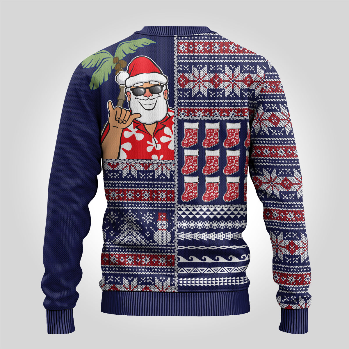 Hawaii Mele Kalikimaka Ugly Christmas Sweater Aloha and Christmas Elements Patchwork Blue Style LT03 - Polynesian Pride