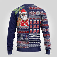 Hawaii Mele Kalikimaka Ugly Christmas Sweater Aloha and Christmas Elements Patchwork Blue Style LT03 - Polynesian Pride