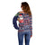 Hawaii Mele Kalikimaka Off Shoulder Sweater Aloha and Christmas Elements Patchwork Blue Style LT03 - Polynesian Pride