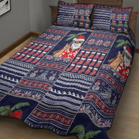 Hawaii Mele Kalikimaka Quilt Bed Set Aloha and Christmas Elements Patchwork Blue Style LT03 - Polynesian Pride